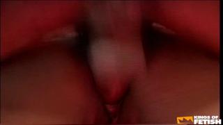 Foxy ebony babe gets her slit pounded by a stud with massive rod