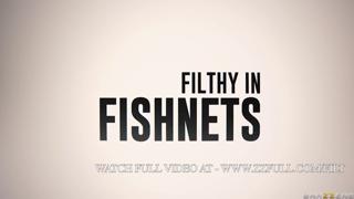 Slutty Bridgette B gets dirty with filthy fishnets on