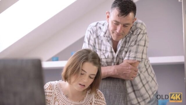 OLD4K  Unmatched porn actress develops sex skills with the old guy