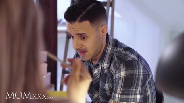 MOMXXX Big tits teacher MILF Dominno blowjob and fuck with big dick student