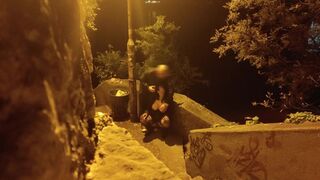 Busty MIL Gets Dildo-Fucked Outside