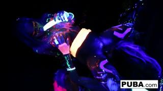 Raw, sweaty lesbo babes rave in strobe-lit, neon-drenched, tit-illuminating hedonism