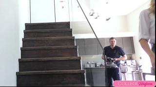 Strumpet siren Dixie Fae unleashes explicit pole dance on staircase seduction!