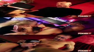 Blowjob-lined strip club climaxing in chaotic orgy