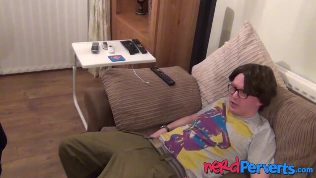 Natural tits teen Missy Kink deepthroats big nerd cock POV