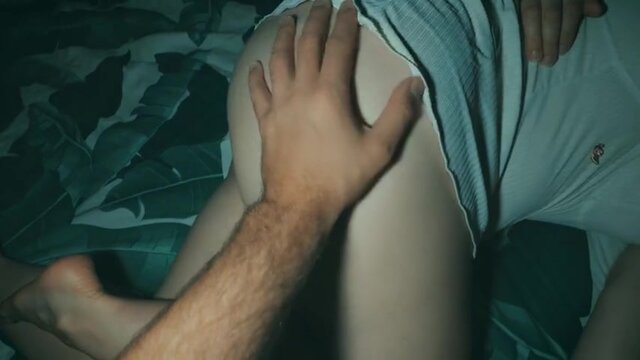 Evening sex with chubby wife  Playing with cum in the mouth 