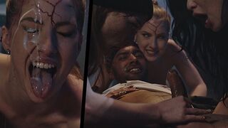 Lesbians Possessed Fuck Black Man Hard, Multiple Cumshots