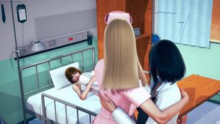 Doctor Fingering Nurse in Front of Patient At Hospital Room