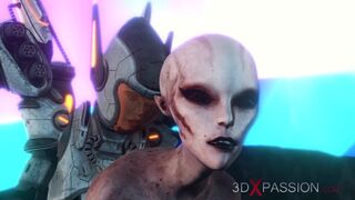 Female alien gets fucked hard by sci-fi explorer in spacesuit on exoplanet