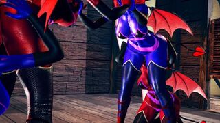 Red VS Blue Succubus lesbian Foursome