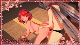 Nia fucks Pyra Doggystyle with a strapon (Xenoblade Chronicles 2 Hentai)