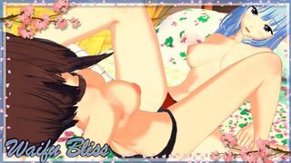 Aqua and Megumin rub their pussies and orgasm together