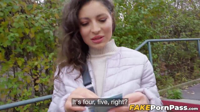 Stunning Helina Dream drops on her knees to swallow my cock before doggystyle position