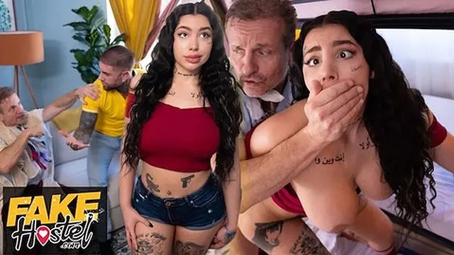 Fake Hostel - Yoga Guru slams girlfriend in adjacent room with creampie