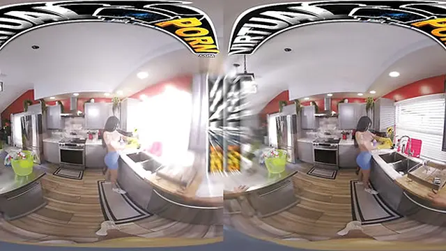 VIRTUAL PORN - Maid Sandy Love Strips Down And Gets Surprised By A Cock She Can’t Resist