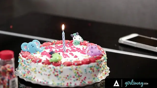 GIRLSWAY - Stacked Angela White Surprises Eva Lovia With Whipped Cream Birthday Lick-Off On Her Ass