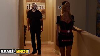 BANGBROS - Alexis Fawx’s Naughty Nurse Costume Brings Out The Tricks And Treats With Two Mystery Men