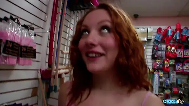 Busty redhead gasps under intense penetration