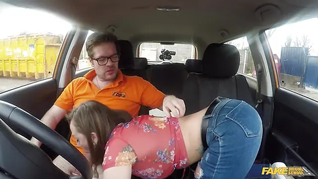 Cute Spanish ???????? Brunette Student with Big Tits Swallows my JIZZ - Fake Driving School