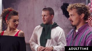 ADULT TIME - Coworkers' Naughty Christmas Vintage Photoshoot Turns Into Festive WILD ORGY